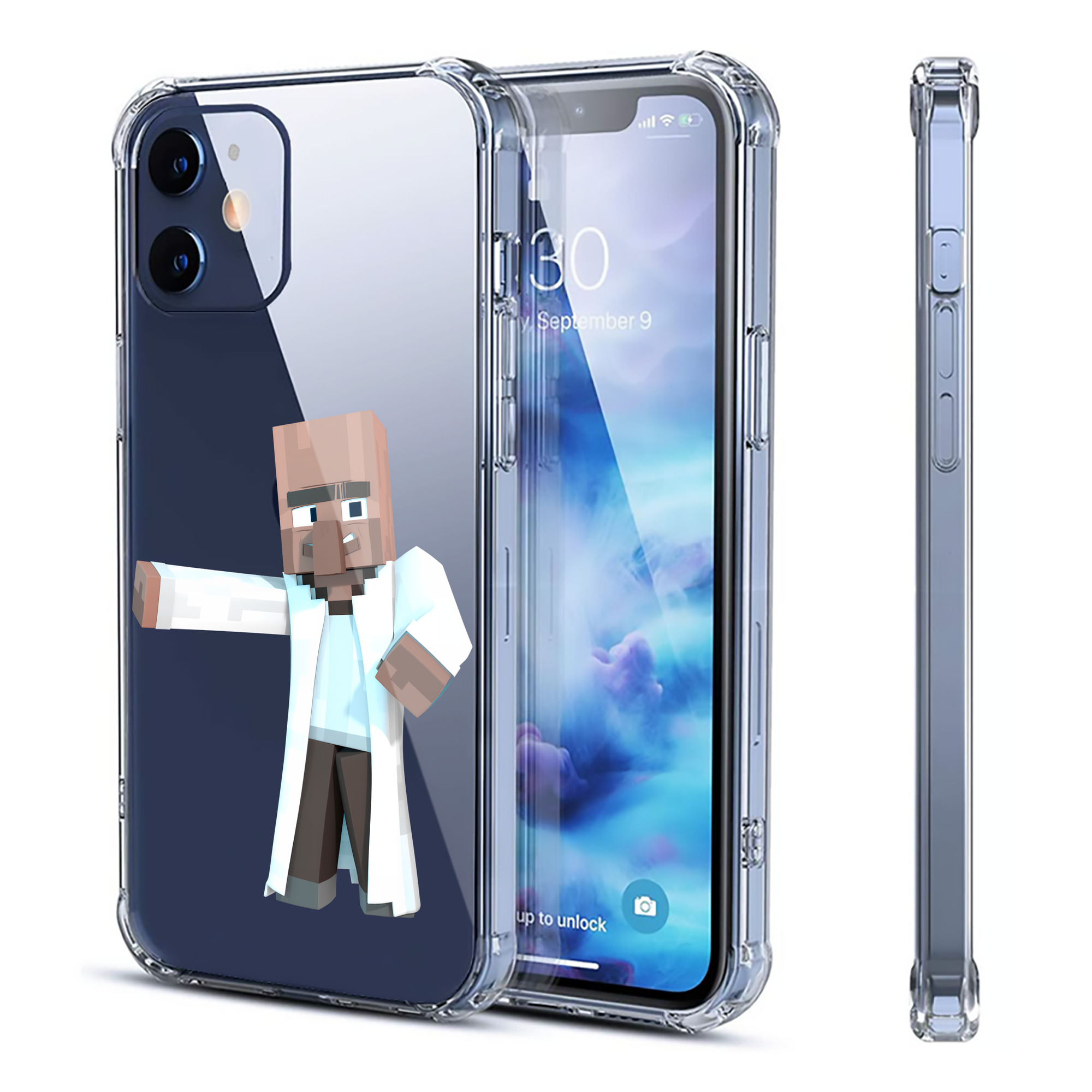 （画像用） マインクラフト ブロックの世界 Minecraft MC Block world 【iPhone 12シリーズ対応】透明スマホケース（クリアソフトケース）